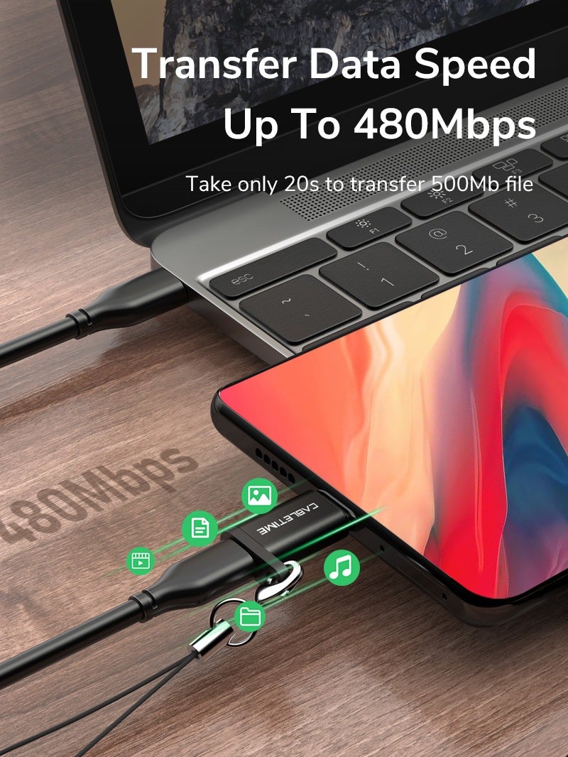 CABLETIME USB-C TO MICRO USB 2.0 ADAPTER OTG 480MBPS FAST CHARGE - Image 2